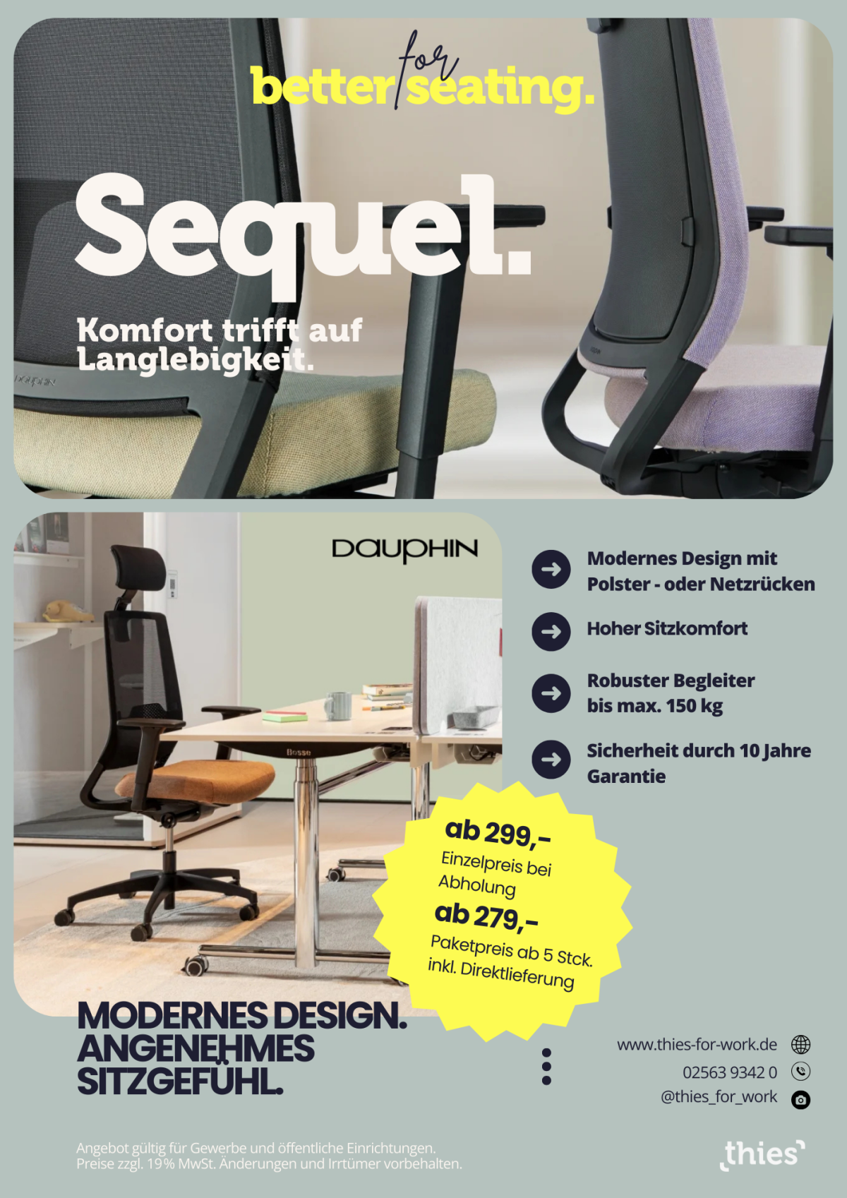 Bürodrehstuhl - modernes Design, hoher Komfort