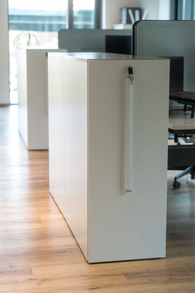 Der Apothekerschrank bietet neben Stauraum auch Privatsphäre